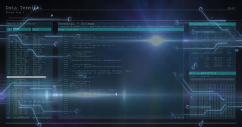 Futuristic Cybersecurity Interface Console with Glowing Circuits - Download Free Stock Images Pikwizard.com