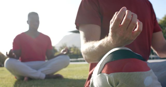 Two Men Meditating Outdoors on a Sunny Day - Download Free Stock Images Pikwizard.com