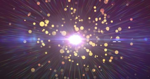 Abstract bursting light with colorful rays and spots