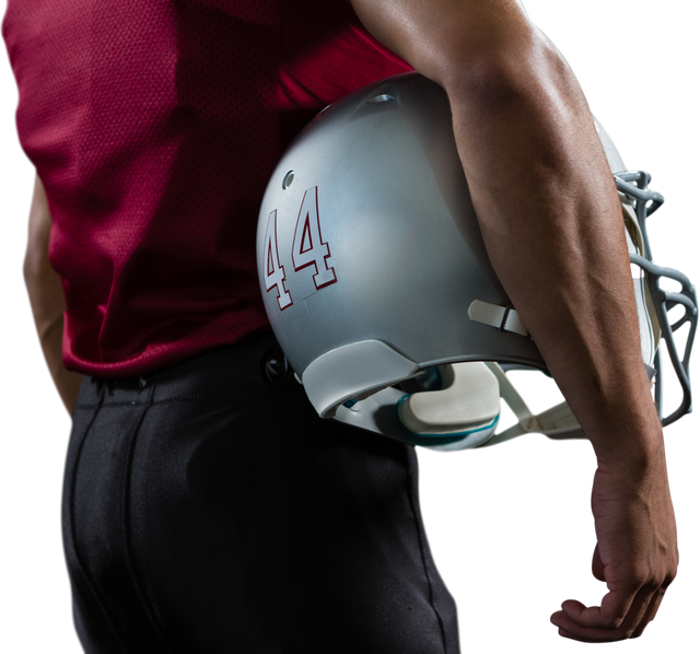 Side View of American Football Player Holding Helmet Transparent Background - Download Free Stock Videos Pikwizard.com