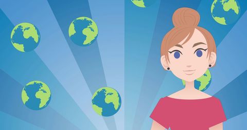 Animated Woman with Globes Celebrating Mentoring - Download Free Stock Images Pikwizard.com