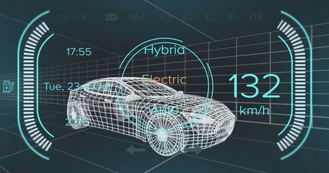 futuristic hybrid vehicle interface with digital speedometer - Download Free Stock Images Pikwizard.com
