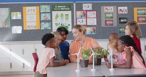 Teacher Engaging Diverse Students in Wind Power Lesson