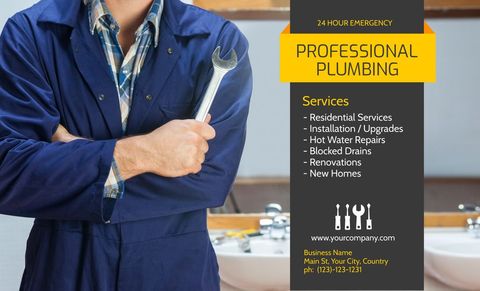 Reliable Plumbing Services Expert Holding Wrench for Maintenance Solutions - Download Free Stock Templates Pikwizard.com