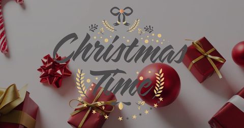 Christmas Festive Decorations with Gift Boxes and Ornaments