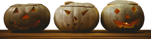 Tall Transparent Jack-O'-Lanterns on Wooden Table - Download Free Stock Videos Pikwizard.com