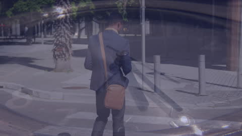 Time Management Concept with Businessman and Clock Overlay