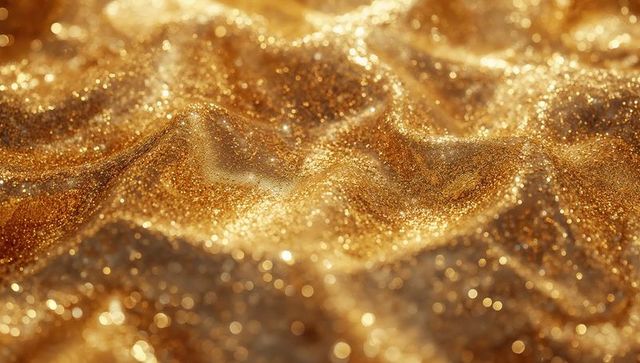 Shimmering Golden Glitter Transforms into Elegant Waves