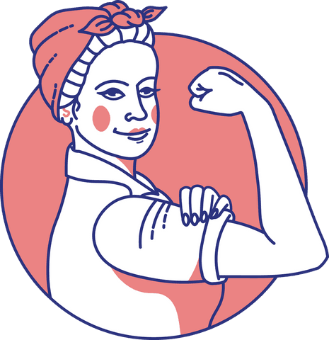 Confident woman flexing muscle transparent digital icon