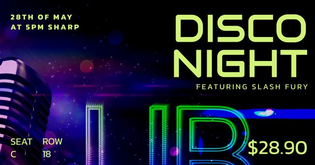 Promoting a lively and vibrant disco event, this poster is perfect for attracting attention to nightclubs, dance parties, or live music evenings. The neon glow and bold text effectively capture the energetic and exciting atmosphere of disco nights, making it an ideal choice for online promotions, printed flyers, and social media posts to boost event attendance.