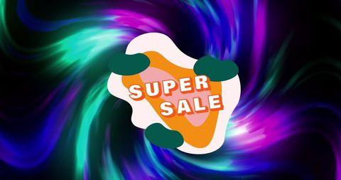 Dynamic Super Sale Banner with Colorful Light Streaks