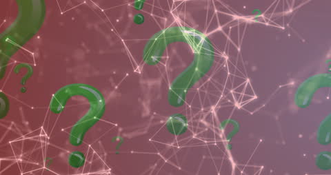 Abstract Network with Question Marks Overlapping Background