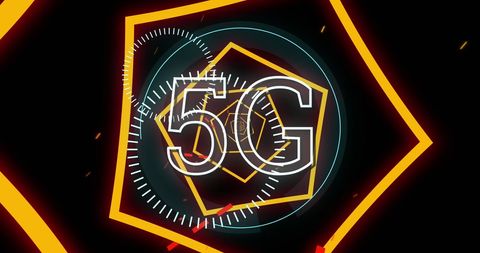 Dynamic 5G Technology Hexagonal Neon Design - Download Free Stock Images Pikwizard.com
