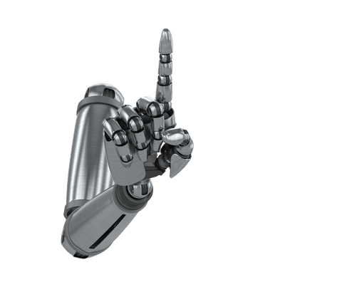 silver robot arm pointing up on transparent background - Download Free Stock Videos Pikwizard.com