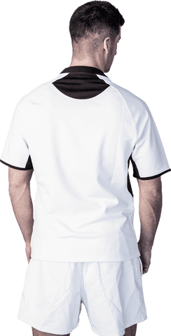 Transparent Rugby Player Viewed from Behind in White Uniform Kit