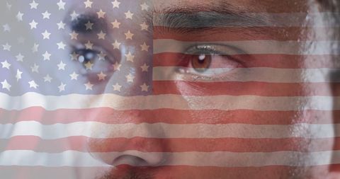 Patriotic African American Athlete Superimposed with USA Flag