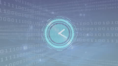 Digital Clock and Binary Code Overlay