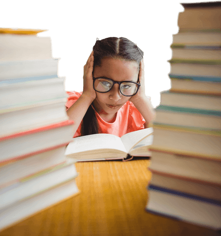 frustrated transparent student surrounded by stacked books - Download Free Stock Videos Pikwizard.com