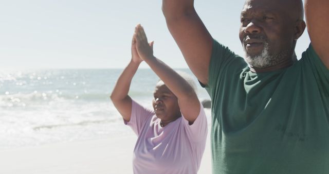 Senior African American Couple Practicing Yoga at Beach - Download Free Stock Images Pikwizard.com