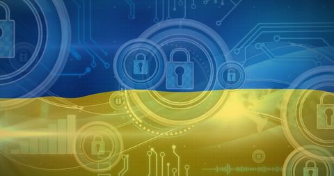 Cybersecurity in Ukraine Symbolized Through Technology and Padlocks - Download Free Stock Images Pikwizard.com