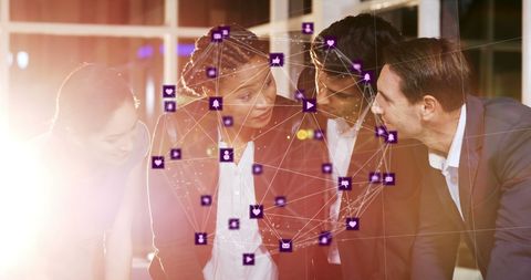 Diverse Business Colleagues Engaging in Digital Networking