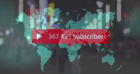 Global Social Media Subscribers Growth Over World Map - Download Free Stock Images Pikwizard.com