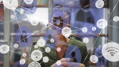 Businesswoman Integrating Digital Communication Network