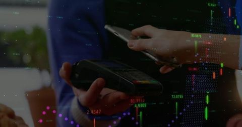 Contactless Payment Amid Financial Data Overlay - Download Free Stock Images Pikwizard.com