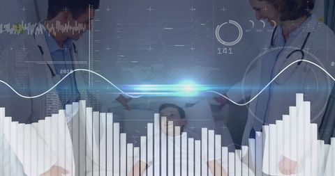 Young Patient in Hospital Bed with Doctors and Digital Health Data