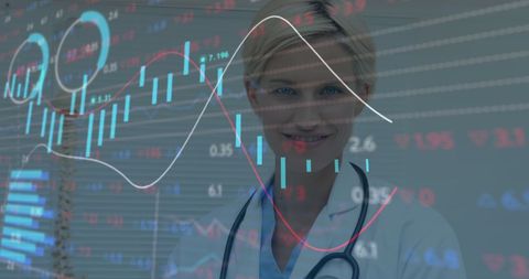 digital health analytics with smiling doctor and data charts - Download Free Stock Images Pikwizard.com