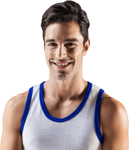 Smiling Caucasian Man in Sportswear on Transparent Background