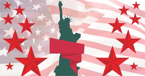 Patriotic Symbols with Stars and Lady Liberty