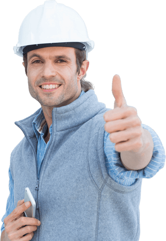 Smiling Architect in Hard Hat Giving Thumbs Up Transparent - Download Free Stock Videos Pikwizard.com