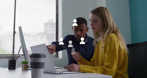 Team Collaboration with Global Networking Icons