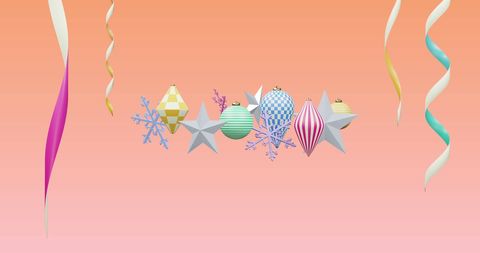 Festive Christmas Ornaments with Ribbons on Pink Background - Download Free Stock Images Pikwizard.com