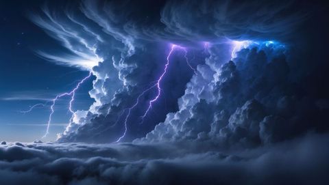 Majestic Lightning Storm in Night Sky with Textured Clouds - Download Free Stock Images Pikwizard.com