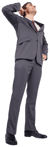Transparent Background Caucasian Businessman Looking Up Confidently