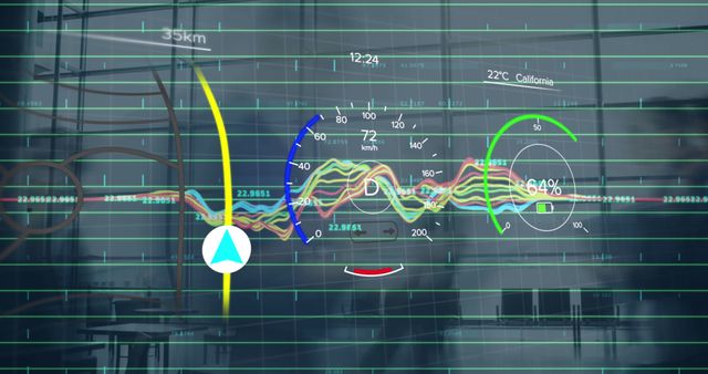 Futuristic HUD Interface with Graphs in Modern Office - Download Free Stock Images Pikwizard.com