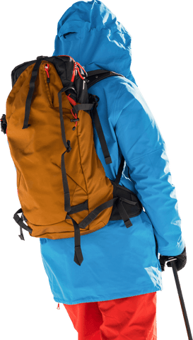 skier wearing blue jacket with yellow backpack on transparent background - Download Free Stock Videos Pikwizard.com