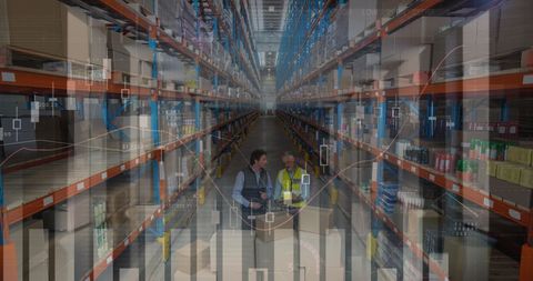 Warehouse Operations with Digital Financial Data Integration - Download Free Stock Images Pikwizard.com