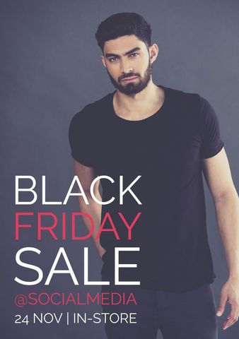 black friday sale promotion with stylish young man - Download Free Stock Templates Pikwizard.com