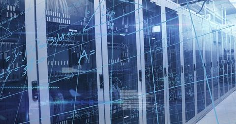 Data Processing Lines Over Modern Server Room - Download Free Stock Images Pikwizard.com