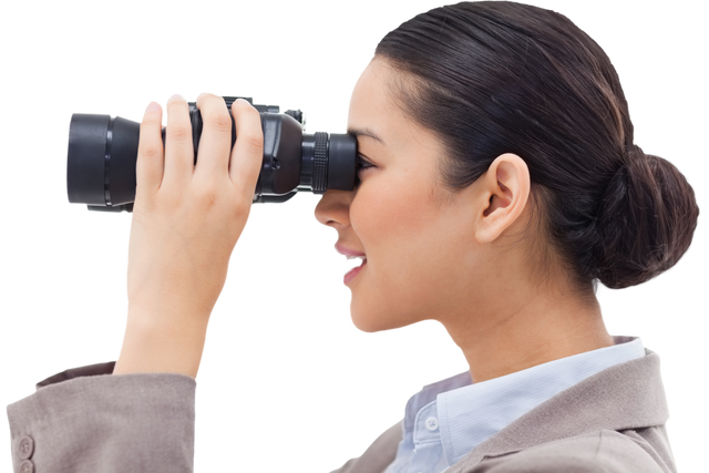 Businesswoman Looking Through Binoculars Transparent Background - Download Free Stock Videos Pikwizard.com