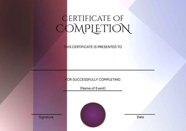 Certificate of Completion Template in Modern Patterned Design - Download Free Stock Templates Pikwizard.com