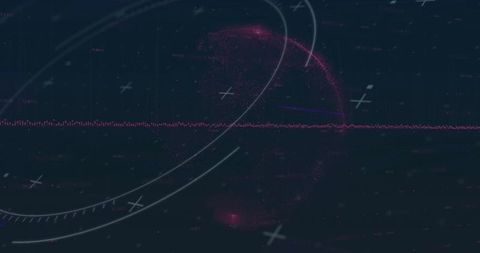 Futuristic digital waveform display with hud elements