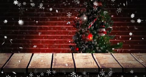 Winter Wonderland Christmas Tree with Snowfall Effect - Download Free Stock Images Pikwizard.com