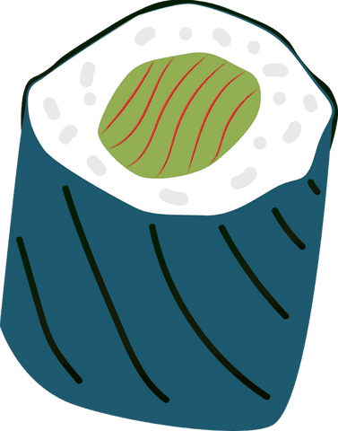 flat design sushi roll with teal and green on transparent background - Download Free Stock Videos Pikwizard.com