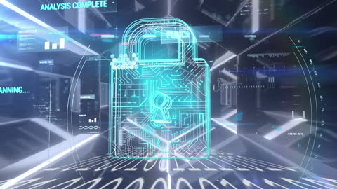 Cyber Security Concept with Digital Padlock and Data Tunnel