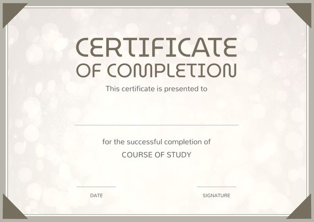 Elegant Certificate of Completion Template with Subtle Background - Download Free Stock Templates Pikwizard.com