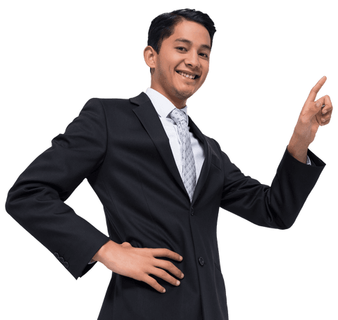 happy asian businessman pointing finger on transparent background - Download Free Stock Videos Pikwizard.com